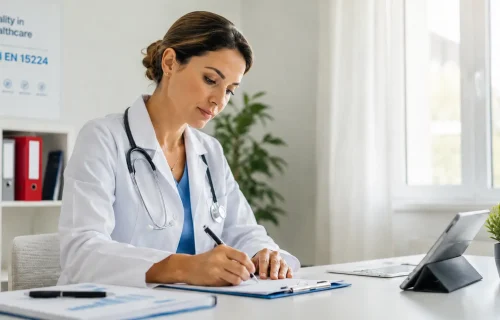 uni-en-15224: immagine dedicata al sistema qualità nel settore sanitario privato, ai processi clinici e alla gestione del rischio sanitario.